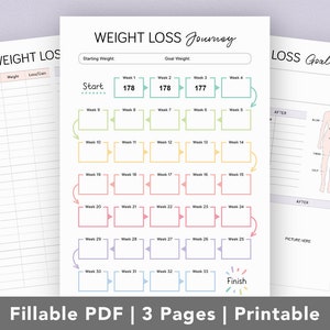 Weight Loss Tracker Printable | Fillable PDF | Weight Loss chart | Tracker Template | Tracker Sheet | Fitness Tracker | A4 & US Letter size