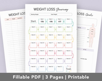 Weight Loss Tracker Printable | Fillable PDF | Weight Loss chart | Tracker Template | Tracker Sheet | Fitness Tracker | A4 & US Letter size