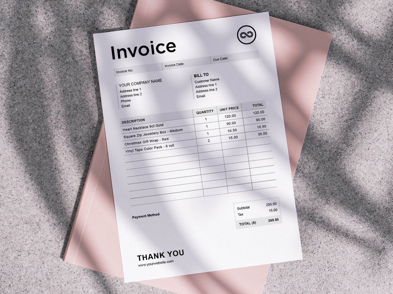 Invoice Template | Editable | Fillable PDF Template | Auto Calculate ...