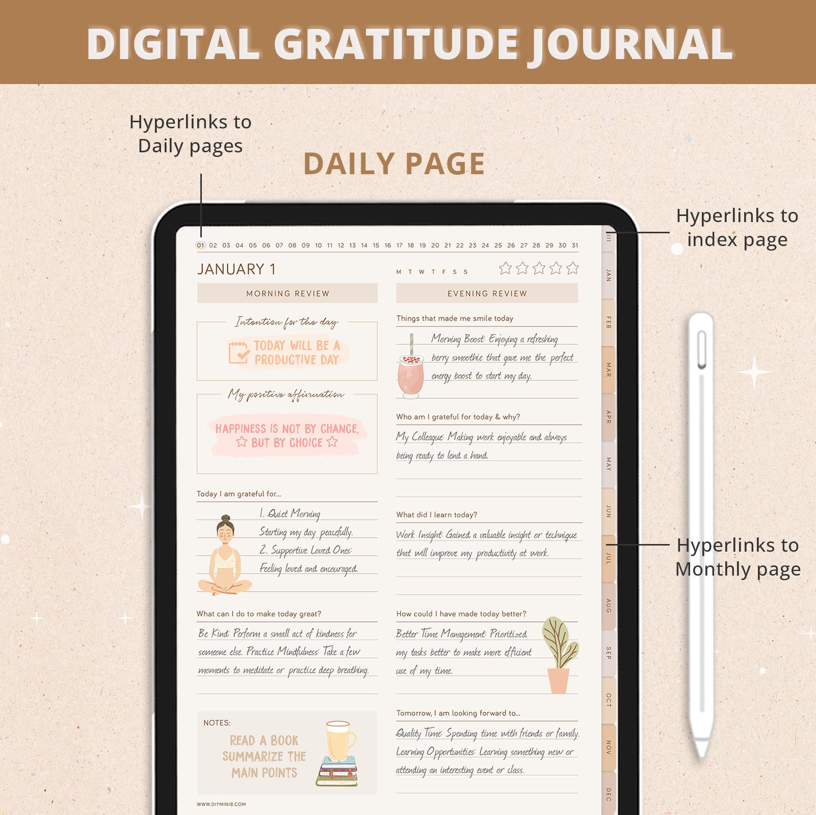 Digital Gratitude Journal | Daily Gratitude Journal for Ipad, Goodnotes | Digital Journal ...