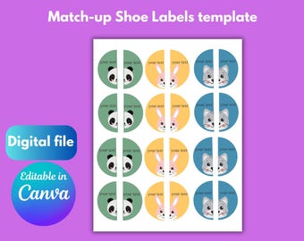 canva editable template for shoes match up labels, shoes stickers.