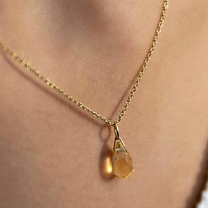 November Birthstone Necklace • Natural Citrine Pendant Necklace • 14k Gold or Sterling Silver