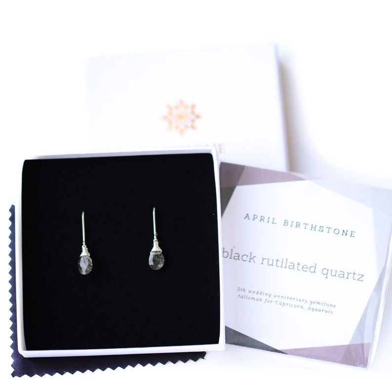 Black Rutilated Quartz Earrings Tourmalinated Earrings Etsy