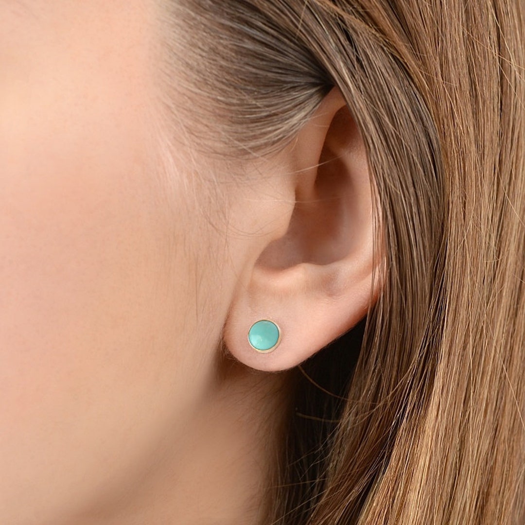 Kingman Turquoise Stud Earrings Arizona Turquoise Earrings Etsy