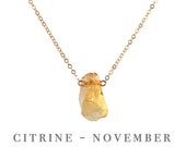 Genuine Raw Citrine Necklace in 14k Gold, Rose Gold, White or Sterling Silver, November Birthstone, Gift for Women