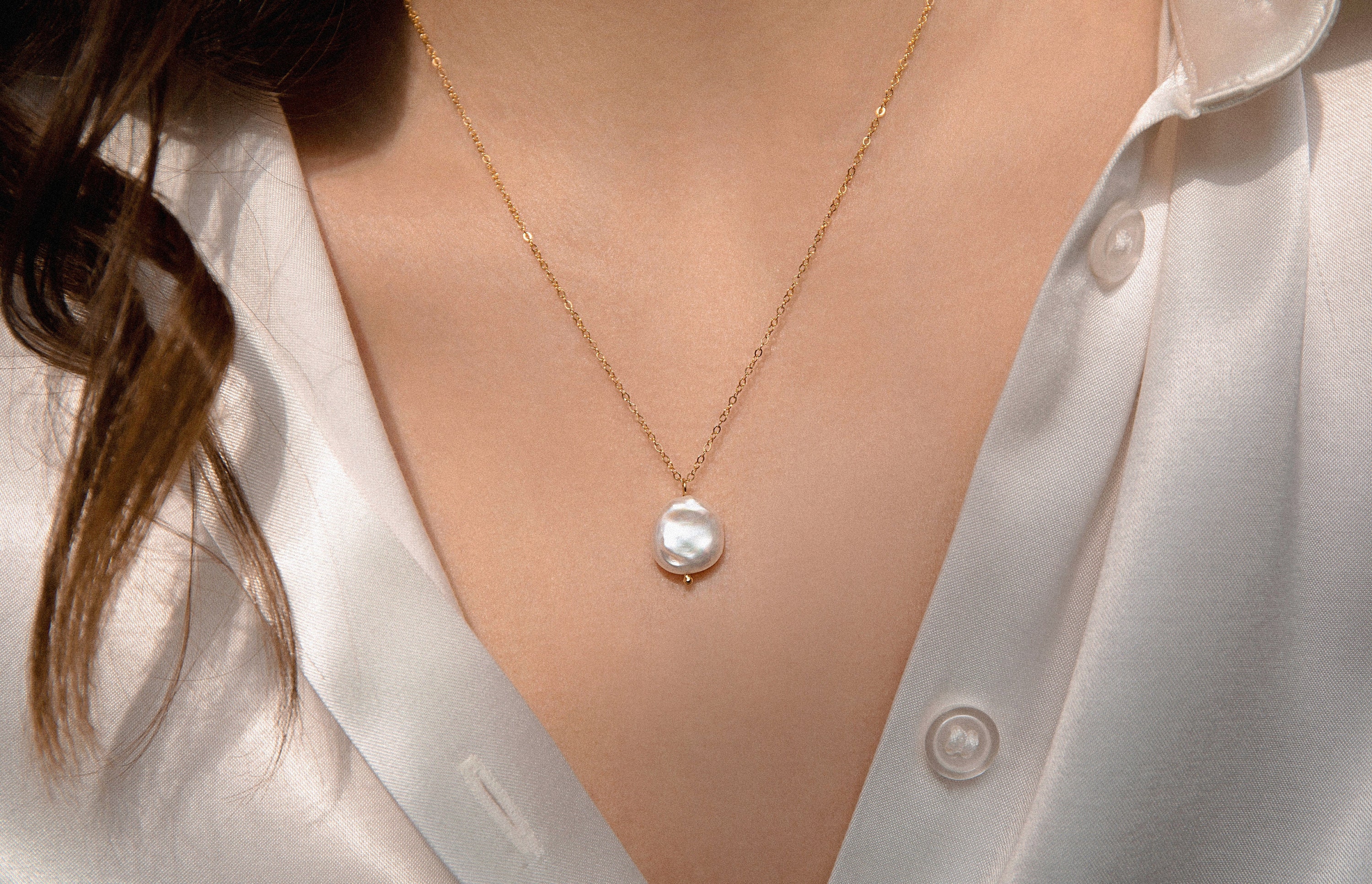 Curved Gold Bar Freshwater Pearls Necklace June Birthstone Single White Baroque Sea Pearl 18mm Pearl Beaded Necklaces Jewelry Valresa Com