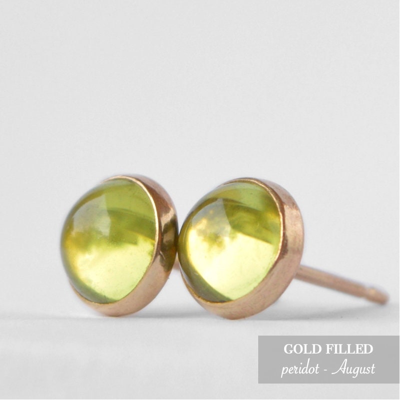 Genuine Peridot Stud Earrings in 14k Gold or Sterling Silver Etsy