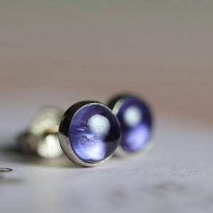 Natural Tanzanite Stud Earrings Solid 14k Yellow, Rose, White Gold, Sterling Silver, Periwinkle Blue December Birthstone, Handmade Jewelry
