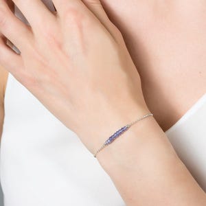 Genuine Tanzanite Bracelet in Sterling Silver, December Birthstone, Personalized Gift, Handmade Jewelry
