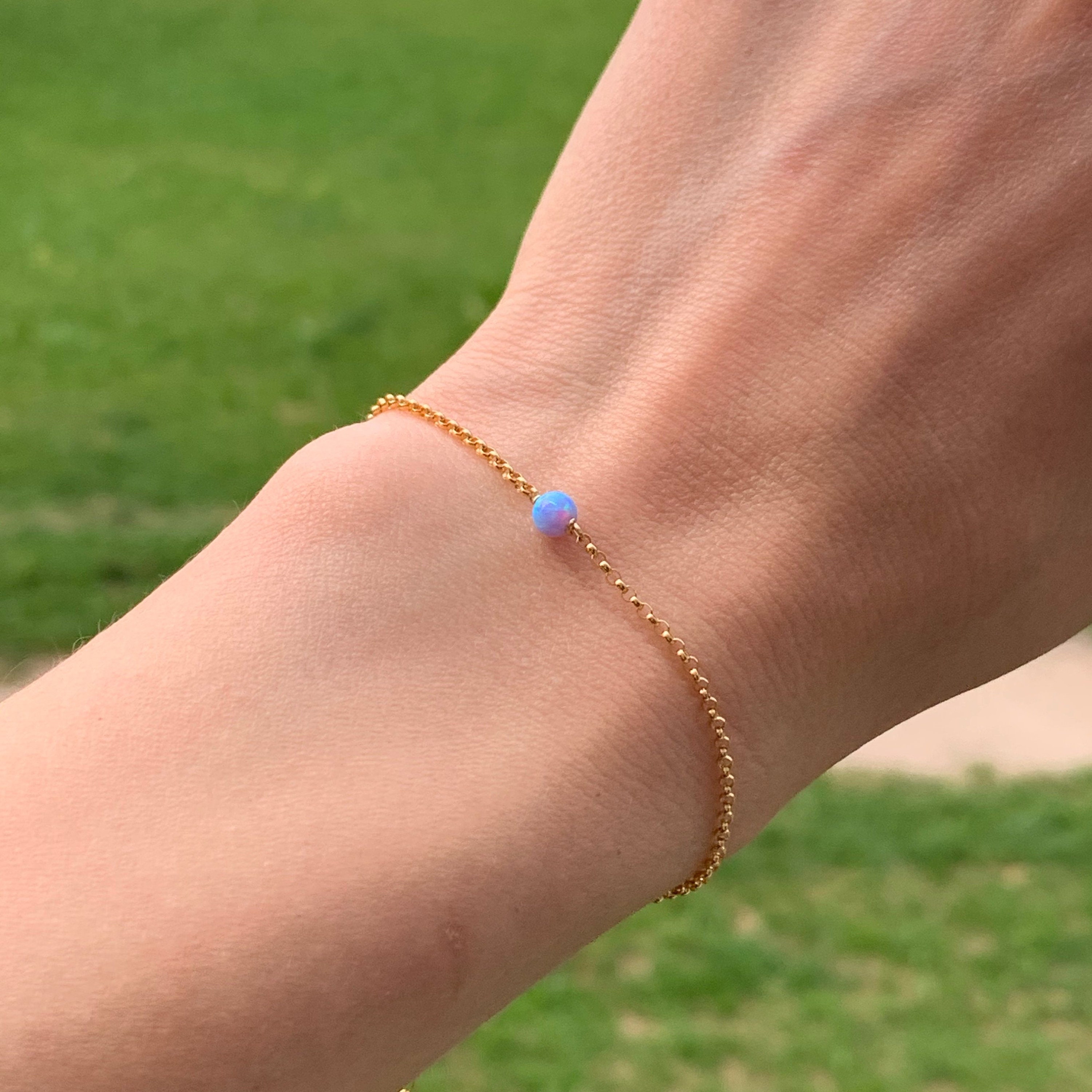 White or Blue Opal Bracelet in 14k Gold Filled Rose Gold or | Etsy