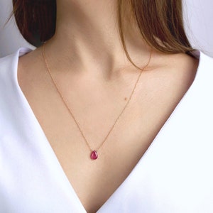 Pink Sapphire Necklace in Solid 14k Yellow, Rose, White Gold, September Birthstone, Natural Genuine Gemstone Pendant, Handmade Jewelry Gift