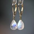 Rainbow Moonstone Earrings • Solid 14k or 18k Gold • June Birthstone • Drop Leverback Earrings product logo
