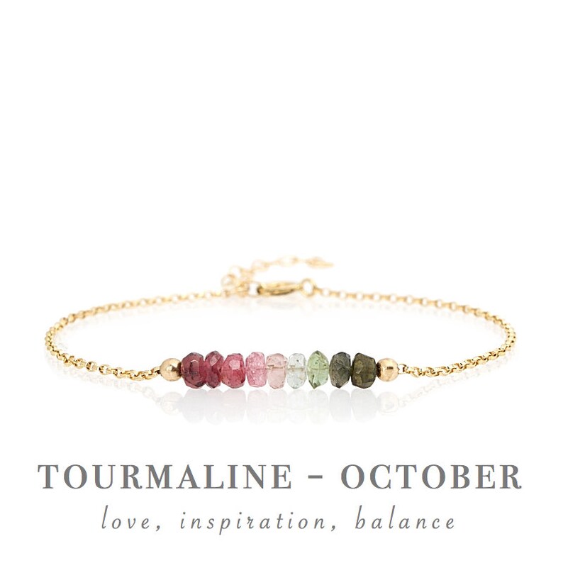 October Birthstone Genuine Watermelon Tourmaline Bracelet in Gold Personalized Jewelry Gift for Women Rose Gold or Sterling Silver