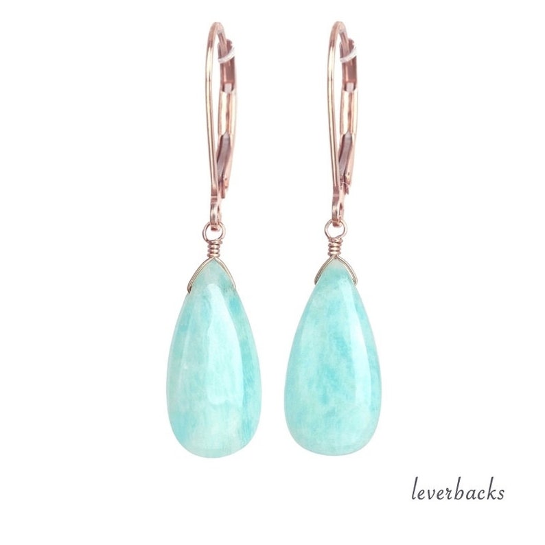 Naturel Bleu Amazonite Gemme sur ton argent Lucky Noeud Dangle Earrings Naturel Bleu Amazonite Gemme sur ton argent Lucky Noeud Dangle Earrings