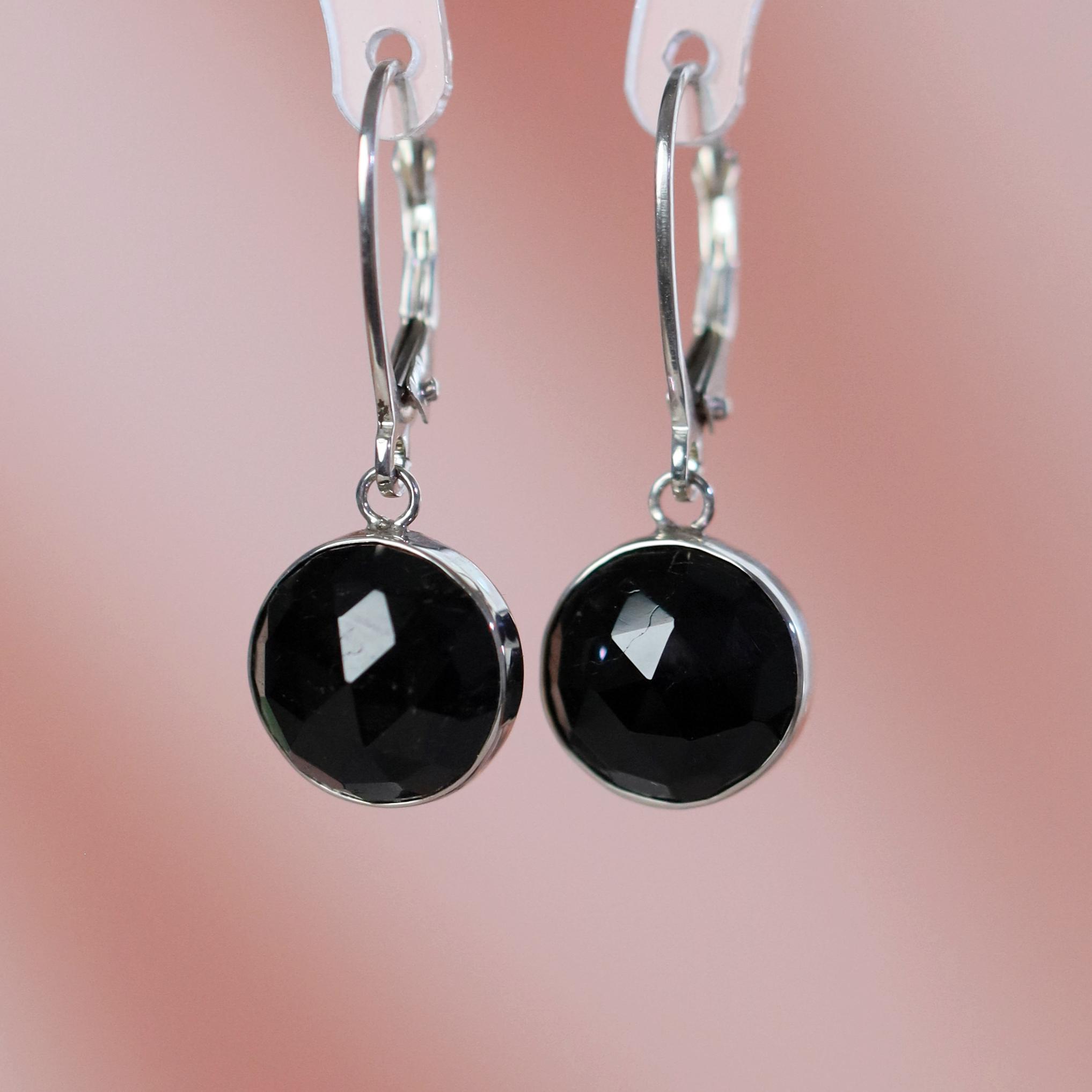 YFN Orecchini Pendenti In Tormalina Nera E Argento Sterling 925 – Chiusura A Monachella, Cristalli Curativi, Regalo Per Donne E Ragazze