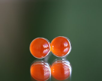 Carnelian Earrings, Carnelian Stud Earrings, Orange Natural Tiny Carnelian Jewelry, Minimalistic Jewelry