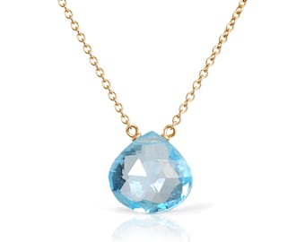 Sky Blue Topaz Necklace • December Birthstone • 14k Gold or Sterling Silver