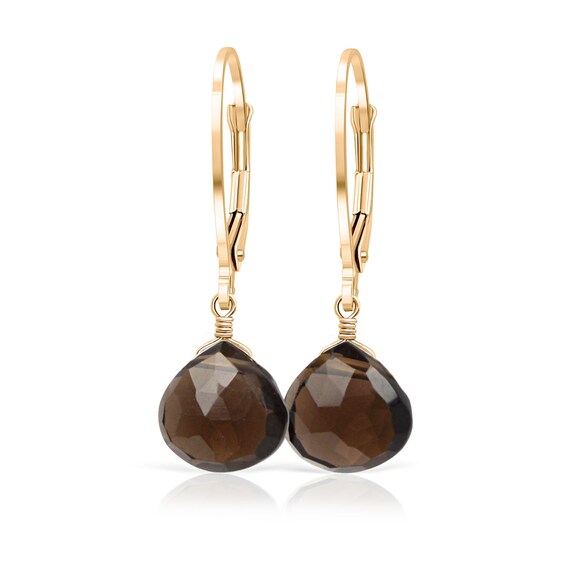 Smoky Quartz Earrings Smokey Quartz Earrings Leverback Earrings