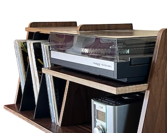 Vinyl Record Storage, Wall Mounted Cabinet, Turntable Console, Mid-Century Modern, holds 90 LPs, Handcrafted in California NO LEGS