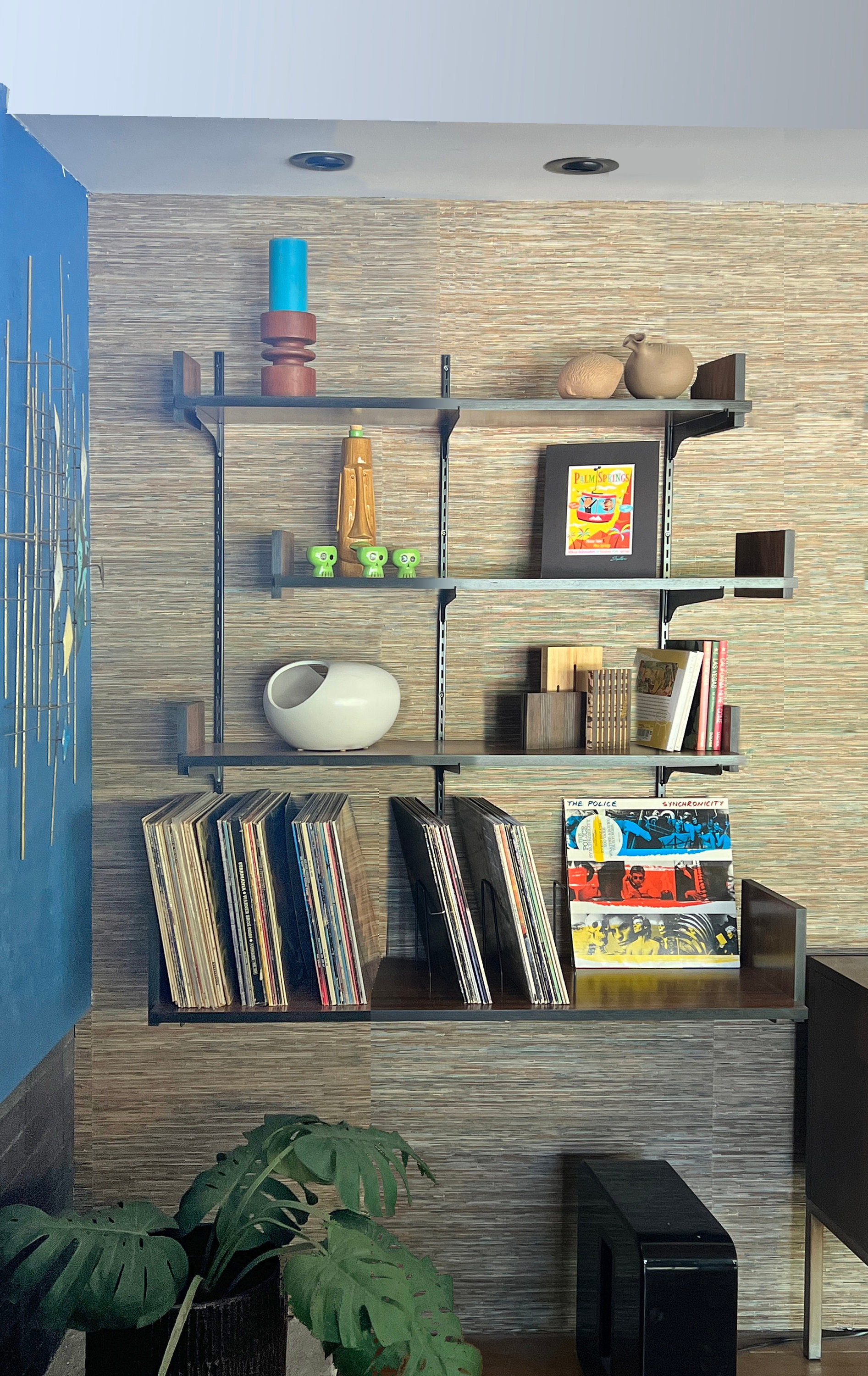 Mcm Wall Unit With Vinyl Record Storage, Hifi Shelving System