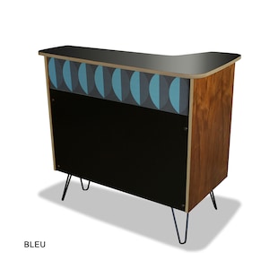 Home bar, mid century modern bar, reception desk, front desk - stand alone cabinet mcm Tiki retro boomerang design