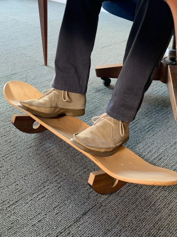 Ergonomic Desk Footrest - Sitting/Standing Rocking Footstool - ADHD Restless Legs - Mid Century Modern - Work From Home -  SK8REST.