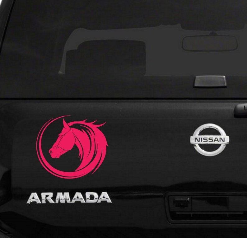 Horse Head Circle Vinyl Decal Sticker Horse Trailer Bumper Etsy