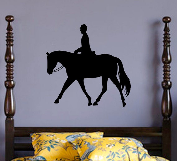 English Rider Vinyl Wall Decal Sticker I Love Horses Teen Girl Bedroom Decor Dressage Equestrian Hunter Jumper Baby Girl Nursery Horse Art
