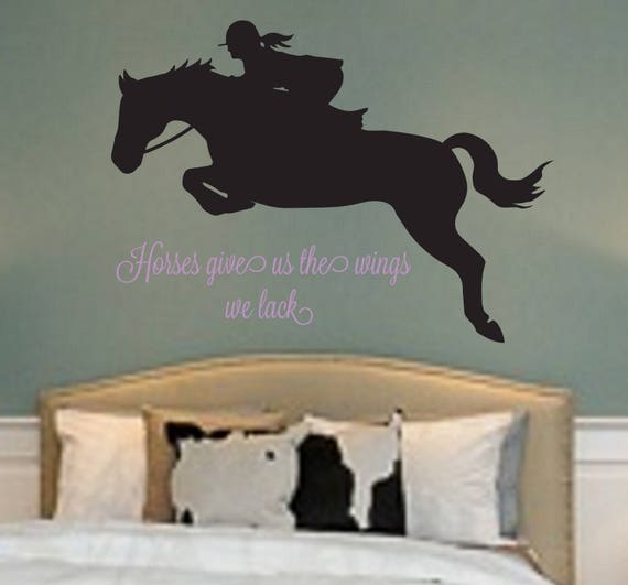 Horses Give Us The Wings We Lack Vinyl Wall Decal Sticker I Love Horses Girls Bedroom Decor English Equestrian Western Wall Art Nursery