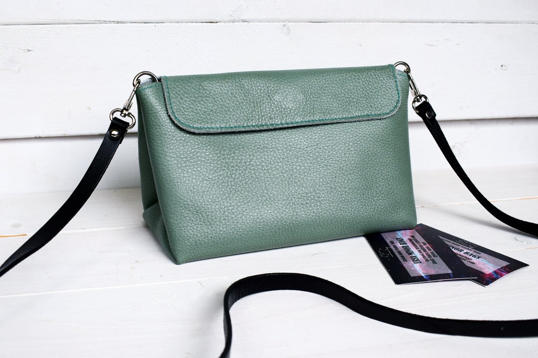 Mint Leather Bag, Small Genuine Leather Purse, Small Handbag, Crossbody