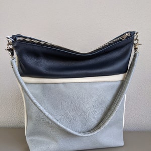 Bolso Crossbody de cuero genuino / Bolso de cuero / Bolso de cuero azul / Bolso de cuero azul marino / Bolso Hobo de cuero / Bolso de cuero azul
