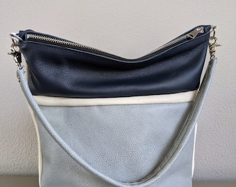 Genuine Leather Crossbody Bag / Leather Purse / Blue leather Bag / Navy leather bag / Leather Hobo bag / Blue leather purse
