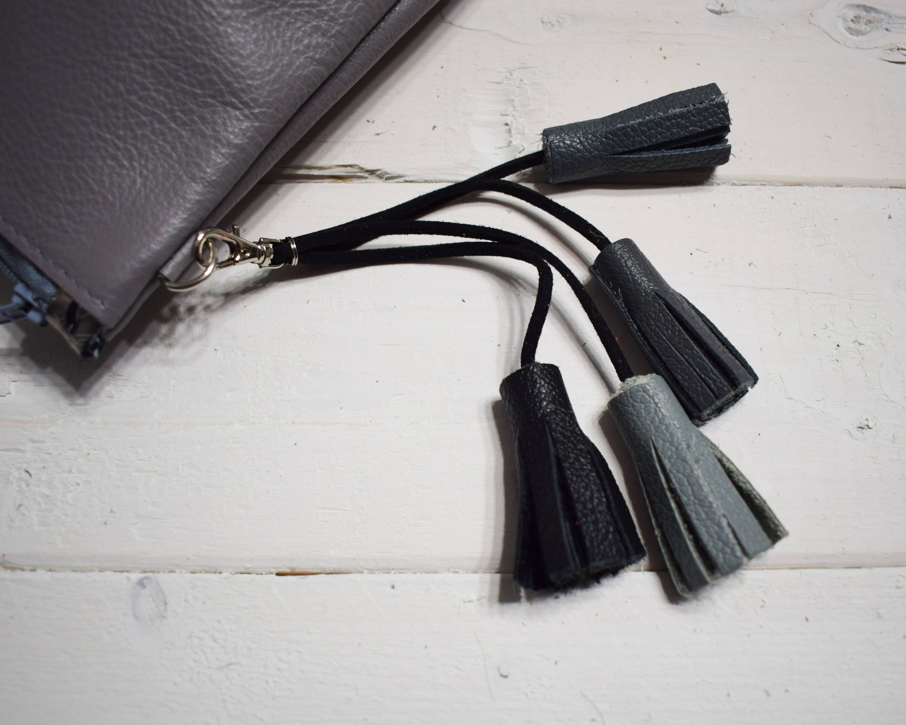 Colorful Leather Tassel Genuine Leather Bag Charm Gift for Etsy