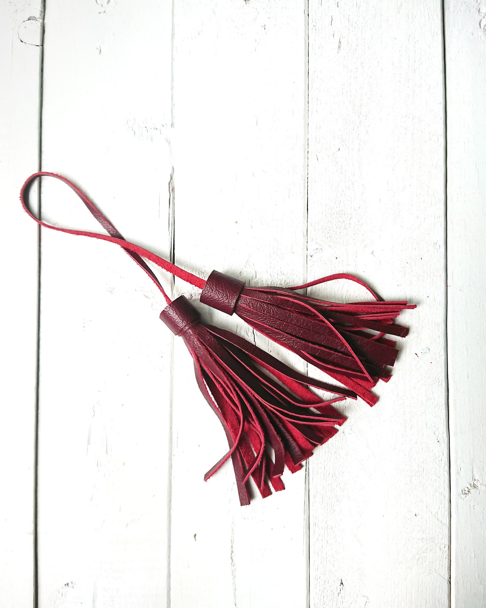 Colorful Leather Tassel Genuine Leather Bag Charm Gift for Etsy