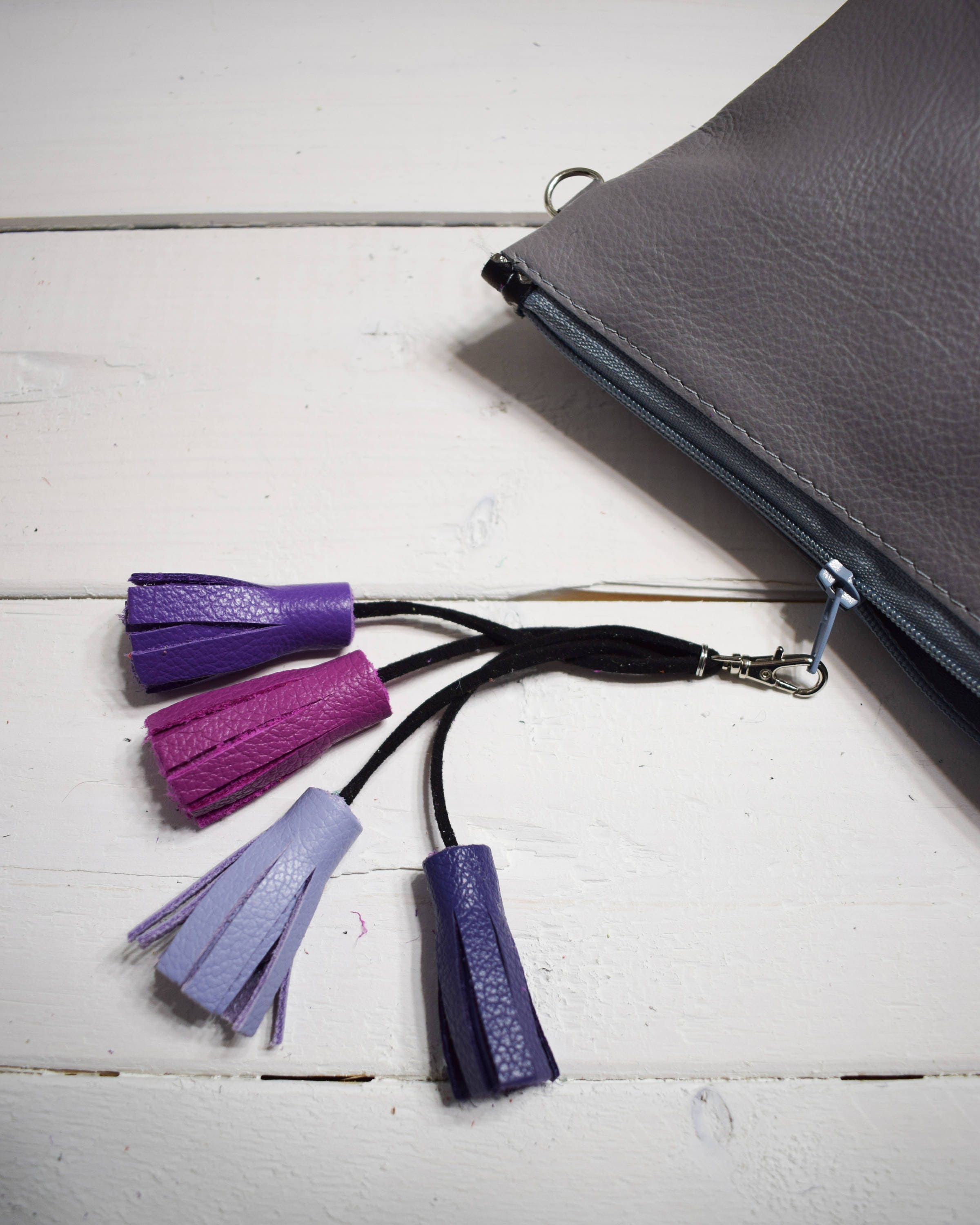 Colorful Leather Tassel Genuine Leather Bag Charm Gift for Etsy