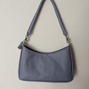Bolso de piel auténtica, cartera de piel azul, bolso bandolera de uso diario, regalo para ella, pieza única