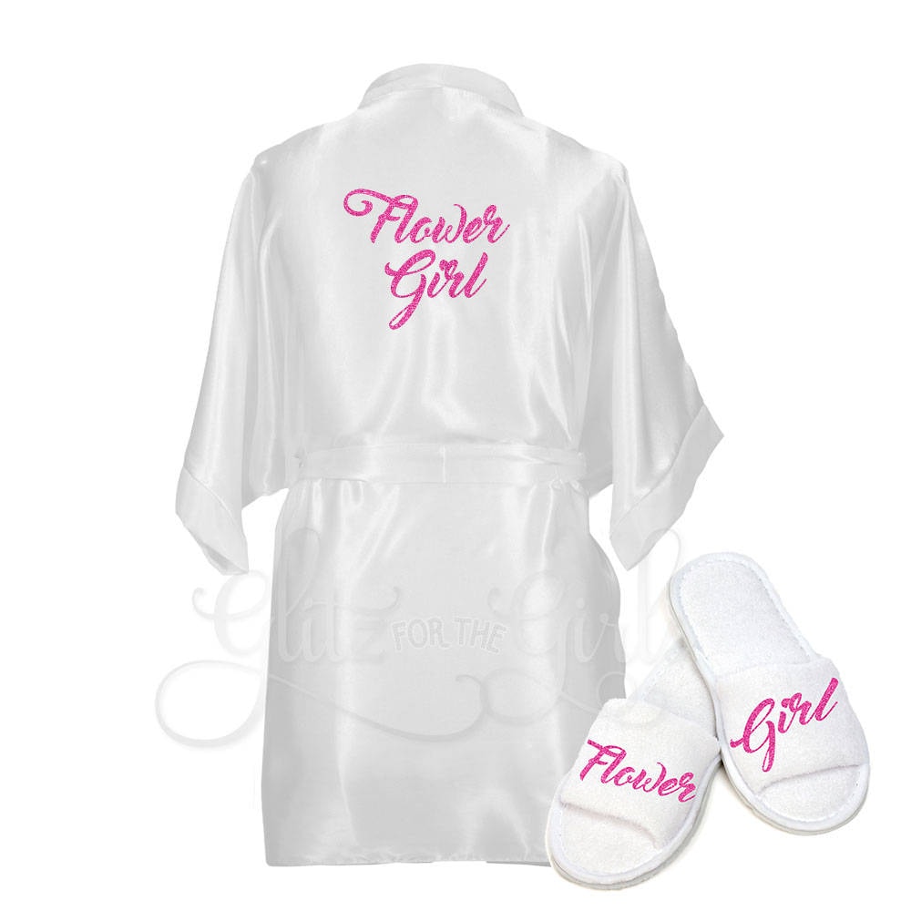 Flower Girl Robe & Slipper Gift Set Junior Bridesmaid Gift ...