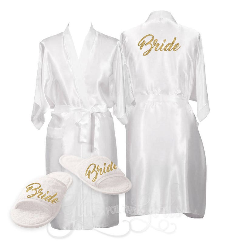bride dressing gown and slippers