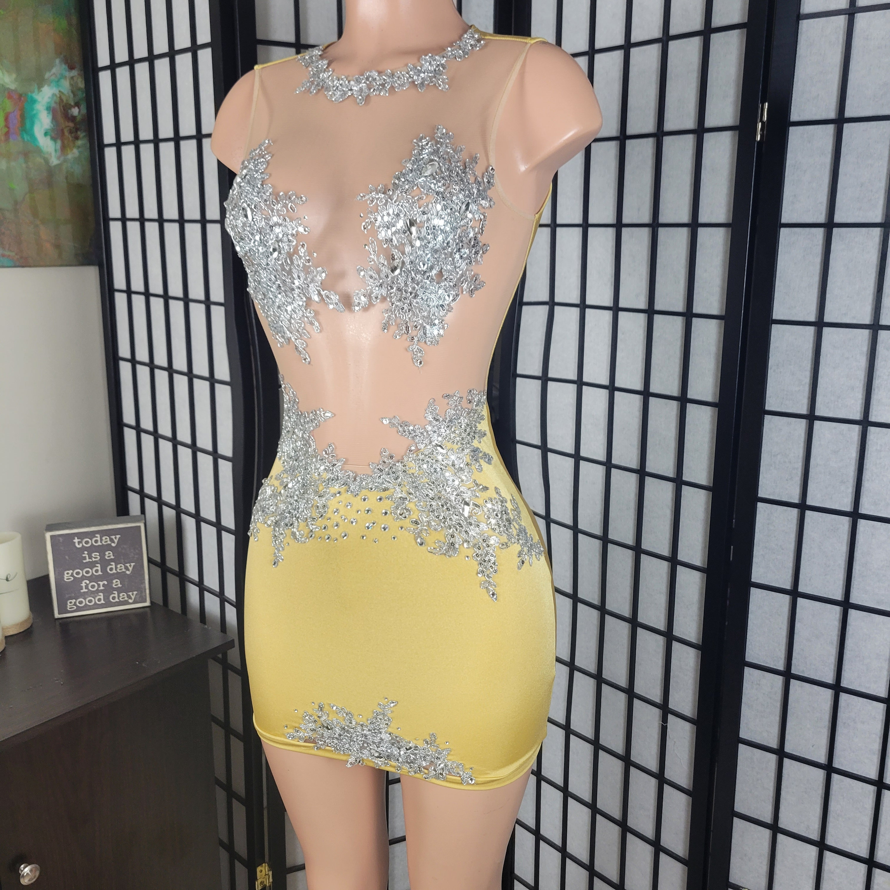silver rhinestone birthday dress Silver main image 0