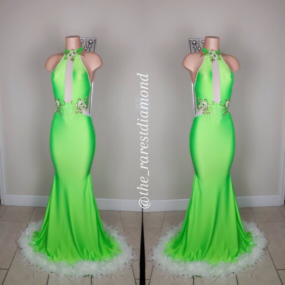 neon green gown