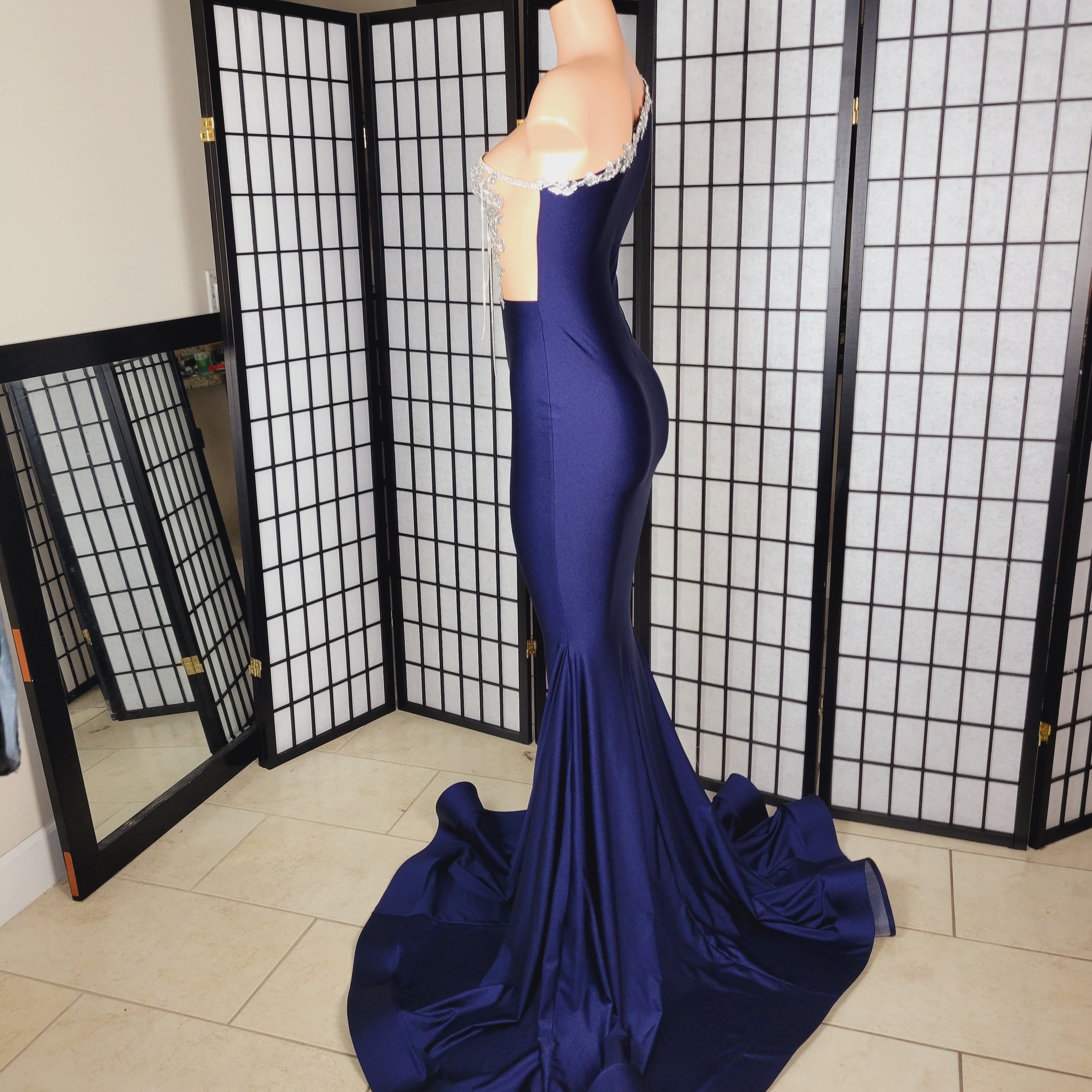 Custom Navy Blue One Shoulder Gown - Etsy