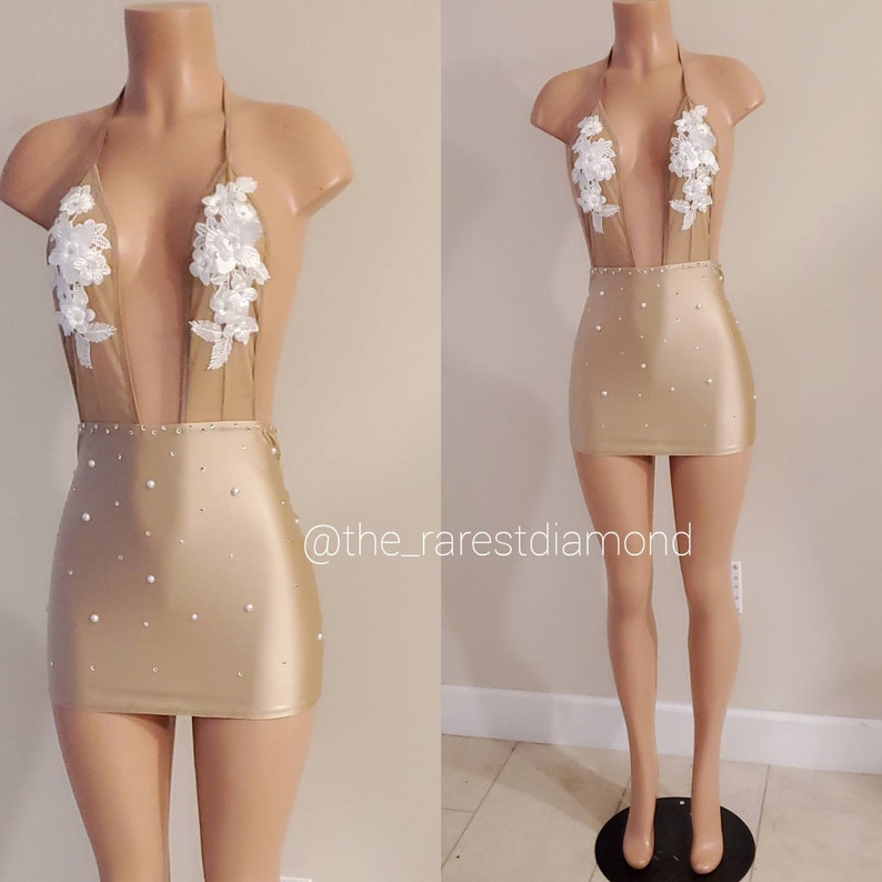 Nude mini halter dress with rhinestonesbirthday dressclubwearsexy dressrhinestone dresshalter dressbachelorette party