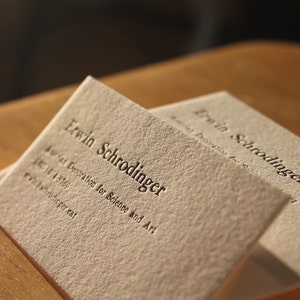 200 cartes de visite typographiques imprimées à la main sur un pli 110 Crane's Lettra