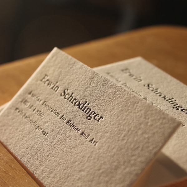 200 Letterpress  Business Cards Hand Printed on Single Ply 110 Crane's Lettra