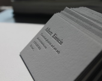 150 Letterpress  Business Cards Hand Printed on Double Thick 220 Crane's Lettra