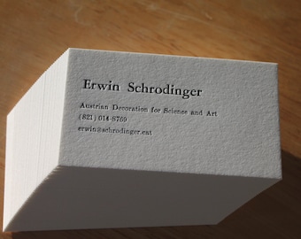 250 Letterpress  Business Cards Hand Printed on Single Ply 110 Crane's Lettra
