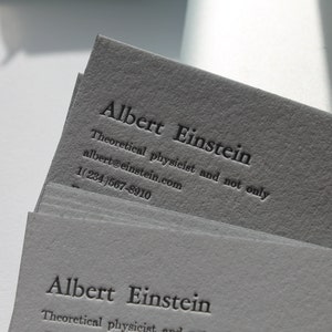 250 cartes de visite typographiques imprimées à la main sur double épaisseur 220 Crane's Lettra