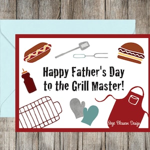 Printable Fathers Day Card Happy Father's Day Grill Master Dad's BBQ Instant Download Digital image 2