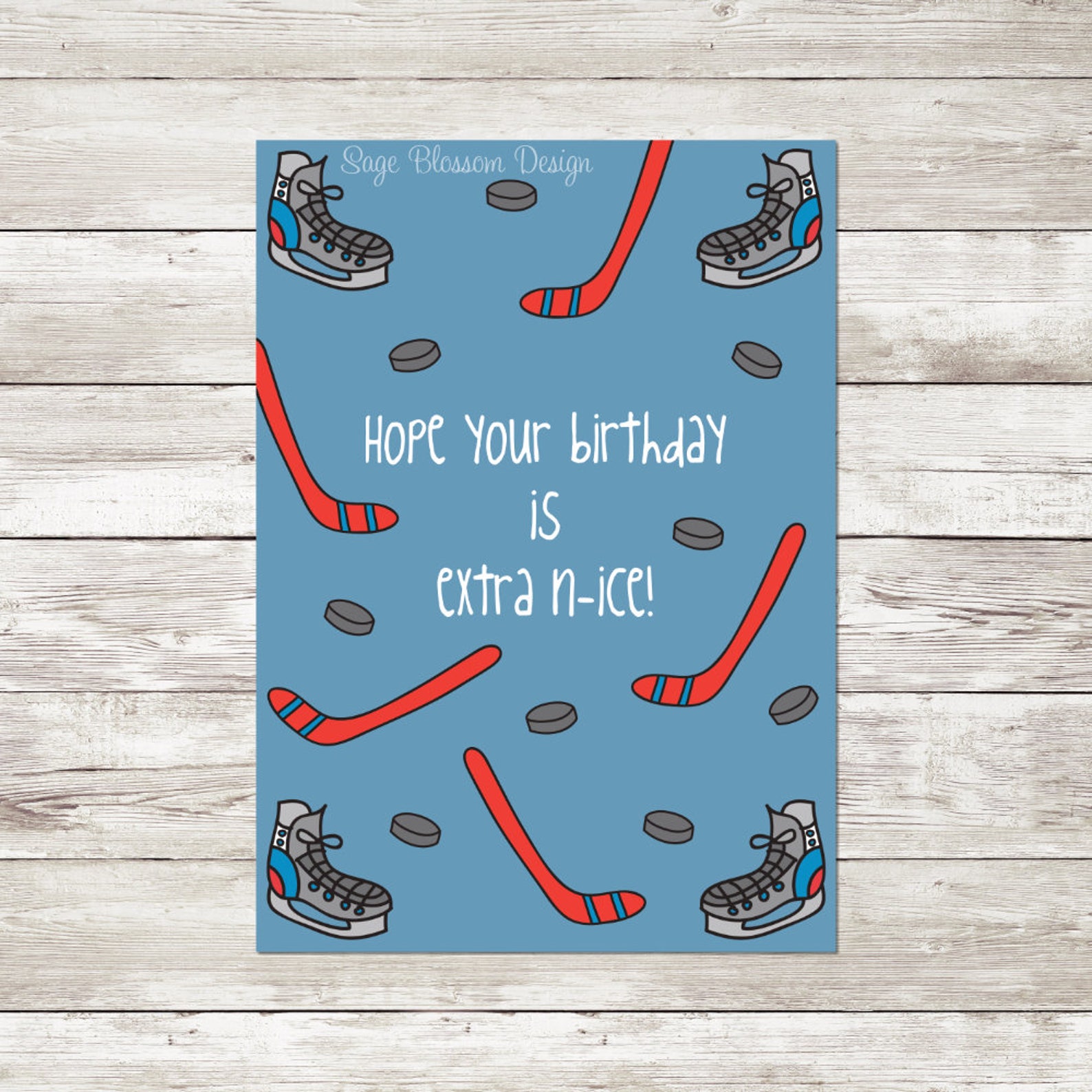 Printable Hockey Birthday Card - Hockey Fan - Ice Hockey Birthday ...