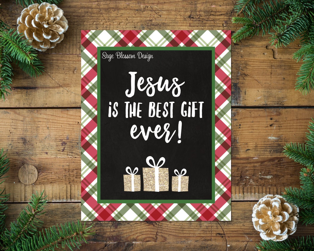 Plaid Christmas Printable Art, Jesus is the Best Gift Ever, Plaid ...